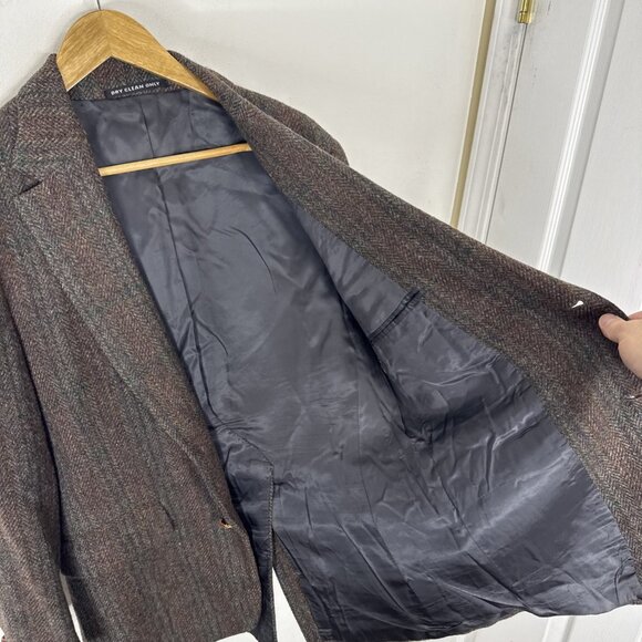 Saint Laurie Men 40S Short Tweed Wool Brown Blazer Sports Coat - Picture 5 of 7